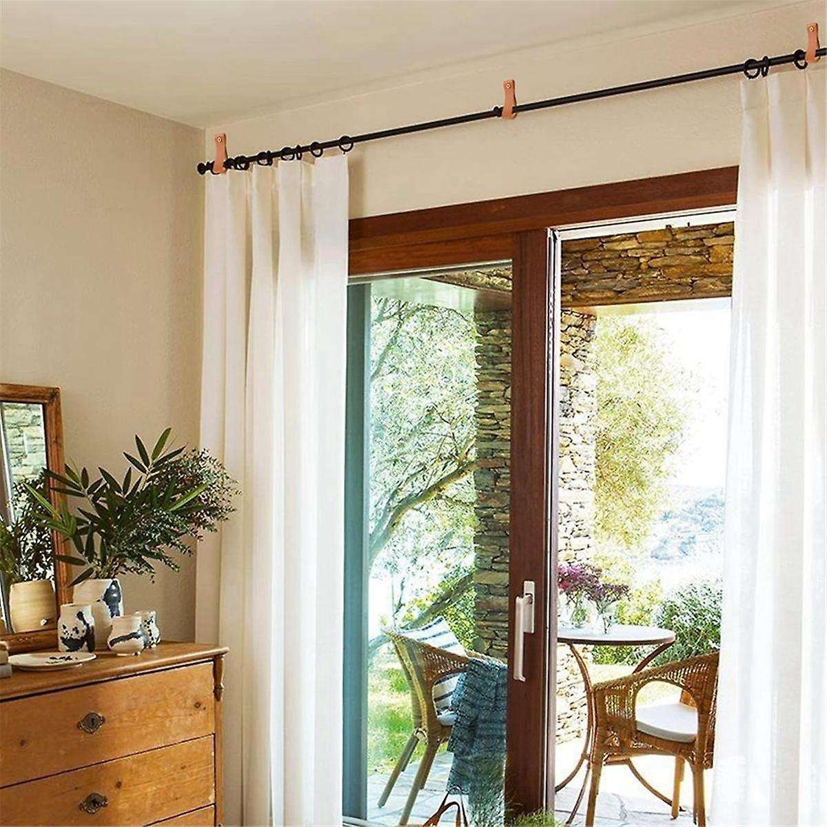 10Pcs Leather Curtain Rod Holder,Leather Curtain Rod Bracket,PU Leather Loop Strap for Wood Curtain
