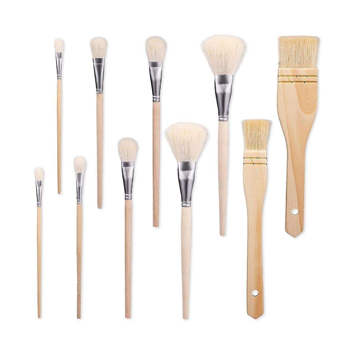 10Pcs Paint Brushes, Various Sizes Goat Hair Paint Brushes for Painting Walls Soft Fur Gilding Brush