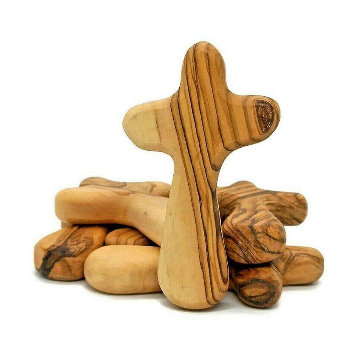 10pcs Small Olive Wood Crosses, Holding Crosses Portable Prayer Crosses