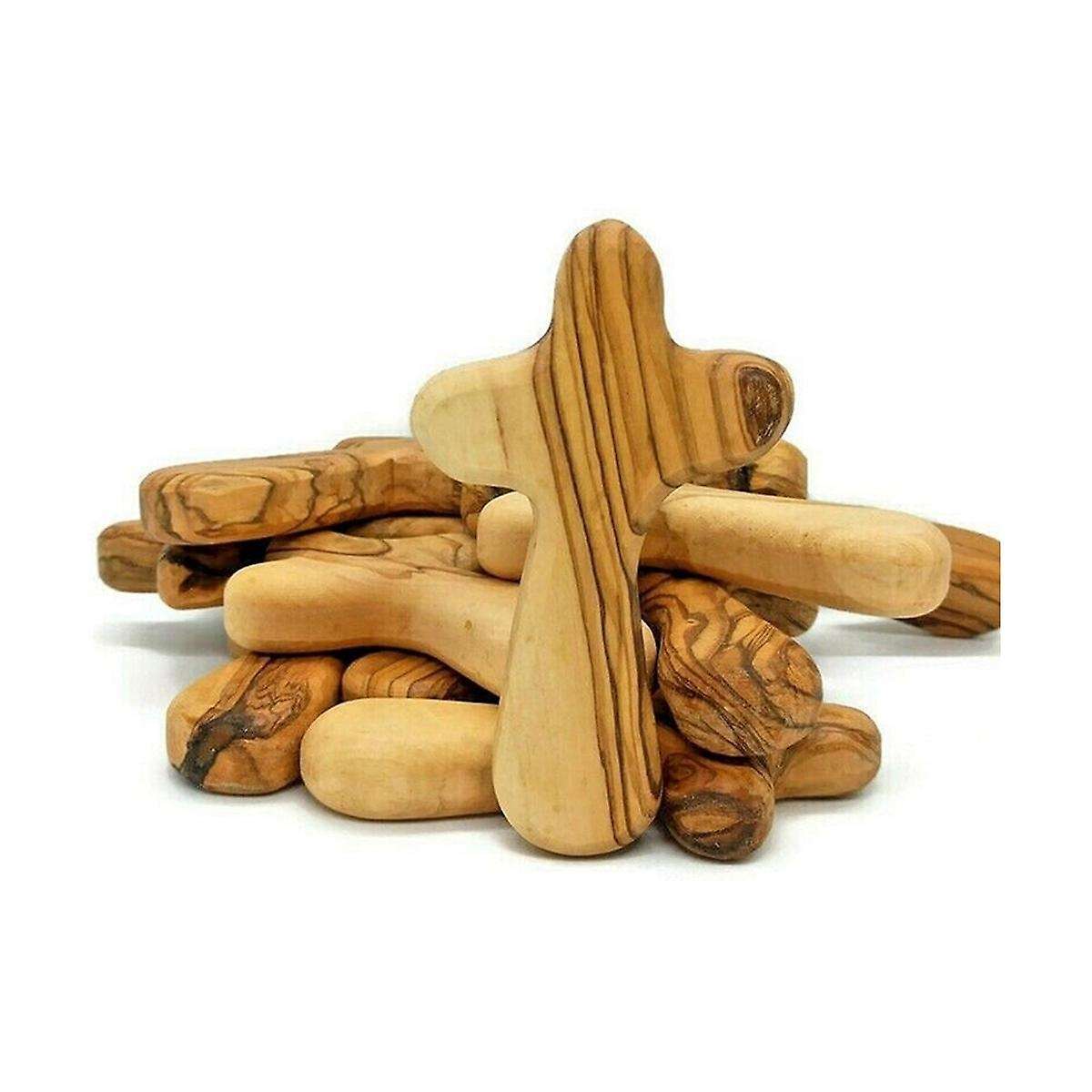 10pcs Small Olive Wood Crosses, Holding Crosses Portable Prayer Crosses
