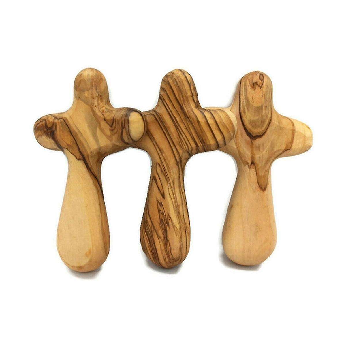 10pcs Small Olive Wood Crosses, Holding Crosses Portable Prayer Crosses