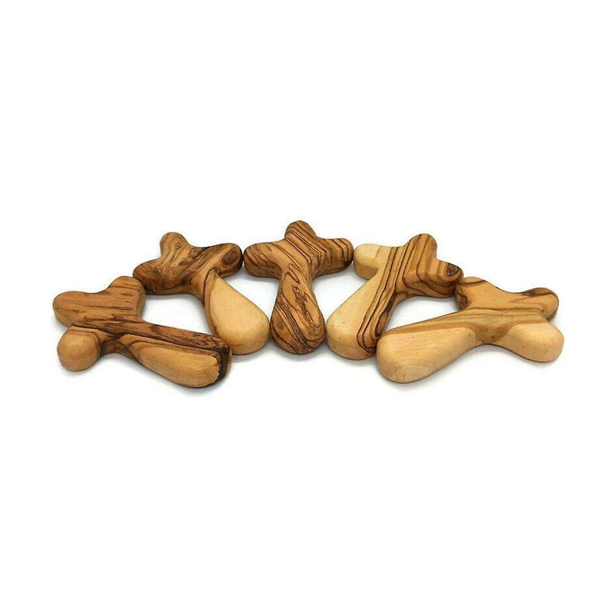 10pcs Small Olive Wood Crosses, Holding Crosses Portable Prayer Crosses