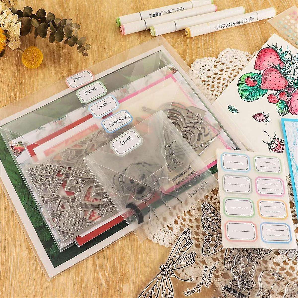 10PCS Storage Bag, for Cutting Dies Stencil Crafts Organizer Holder, 6X8.75Inch Clear Storage Envel