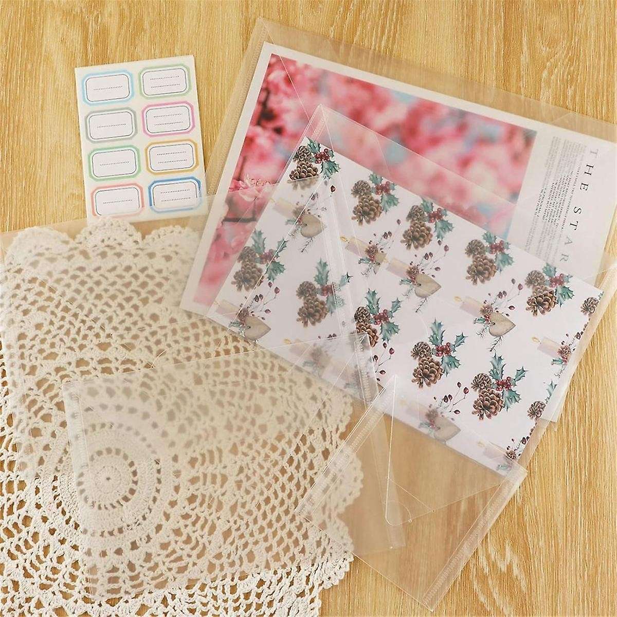 10PCS Storage Bag, for Cutting Dies Stencil Crafts Organizer Holder, 6X8.75Inch Clear Storage Envel