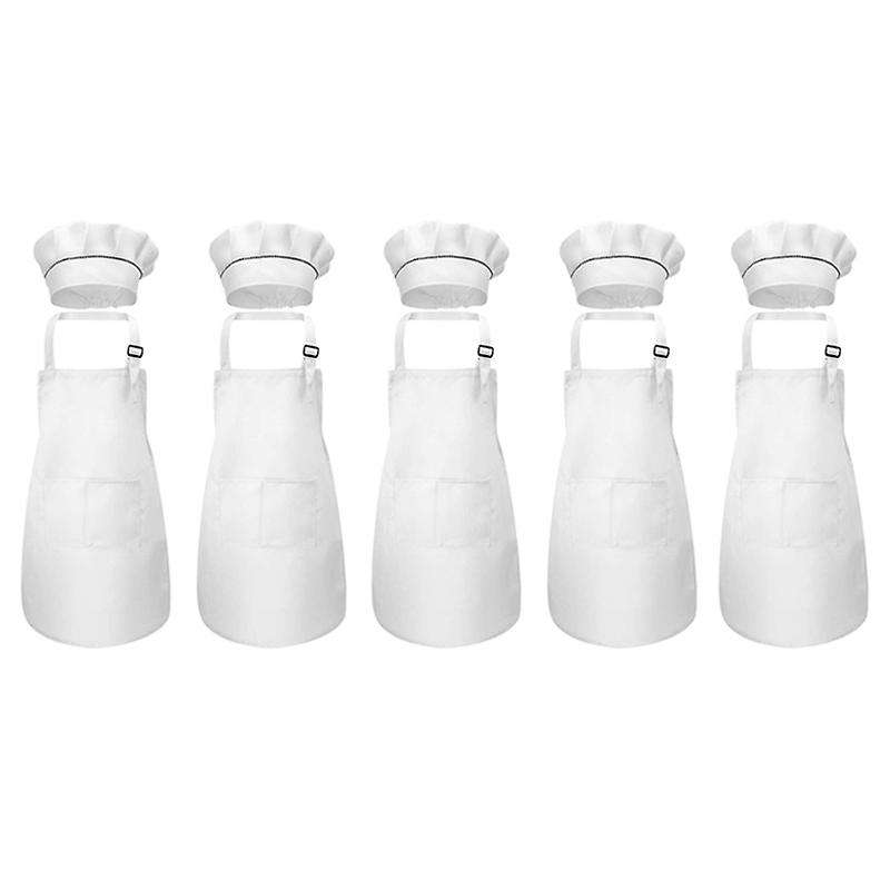 10-Piece Children's Apron and Chef Hat Set Adjustable Children's Kitchen Apron for Cooking and Paint