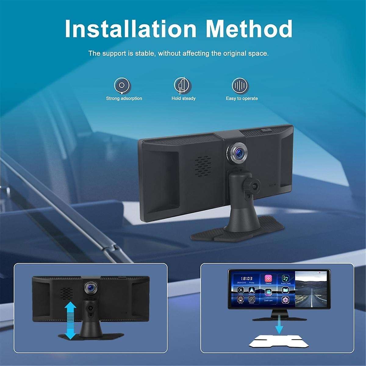 11.3In Portable Smart Car Multimedia Player Wireless Carplay Android Auto 4K DVR Dash Cam ADAS Mirr