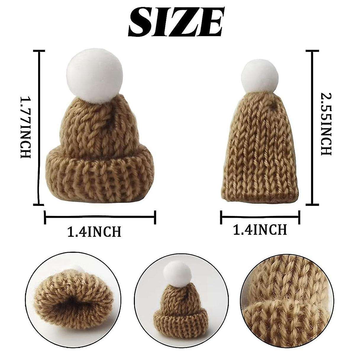 110PCS Mini Knitting Hats Christmas Mini Knitting Doll Hats Mini Wool Hat for Christmas Ornaments D