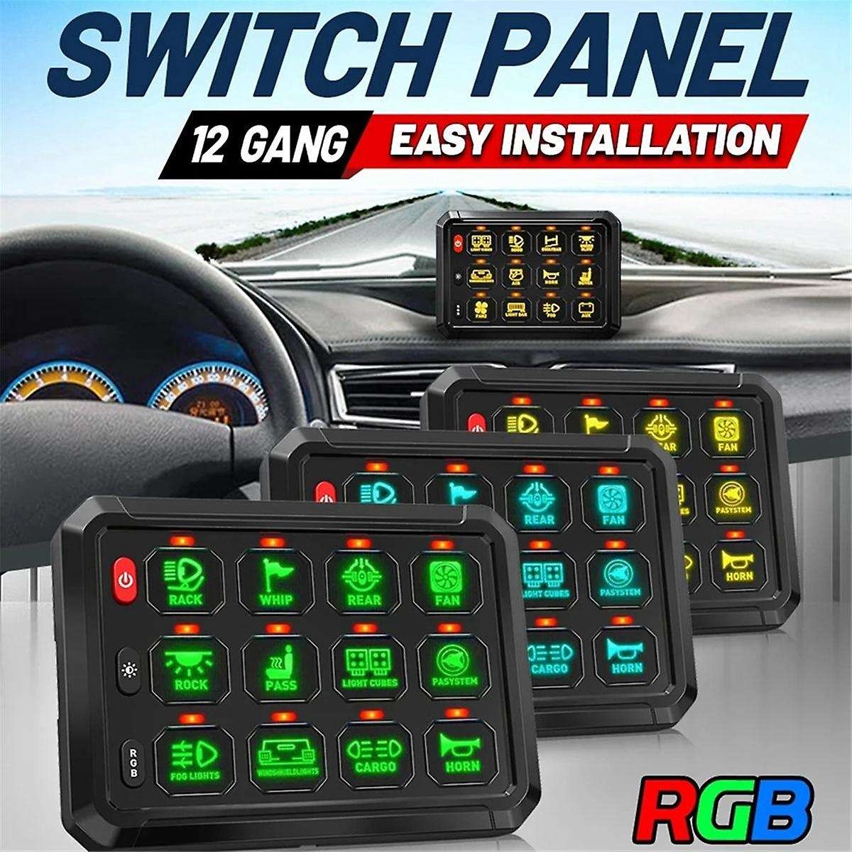 12 Gang Switch Panel Bluetooth RGB Switch Pod 12v Switch Panel for Car Truck Offroad RV Van SUV UTV
