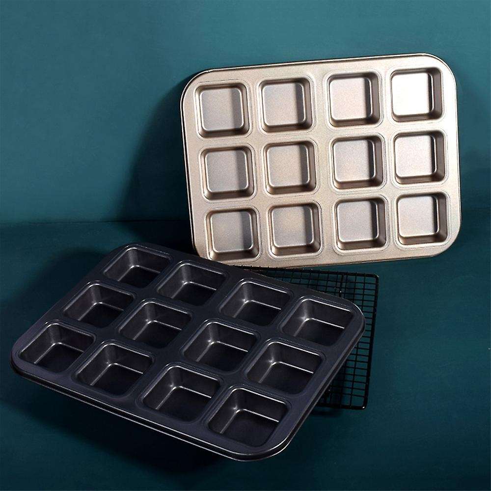 12 Cups Square Mini Bread Burger Muffin Cupcake Mold for Household Non-Stick Baking Pan Oven Trays P