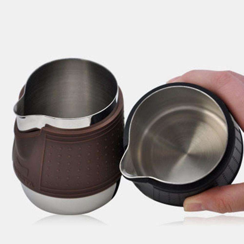 12 Oz. Stainless Steel Milk Foaming Pot Steamer Pot with Eagle Nozzle Heat Resistant Silicone Grip