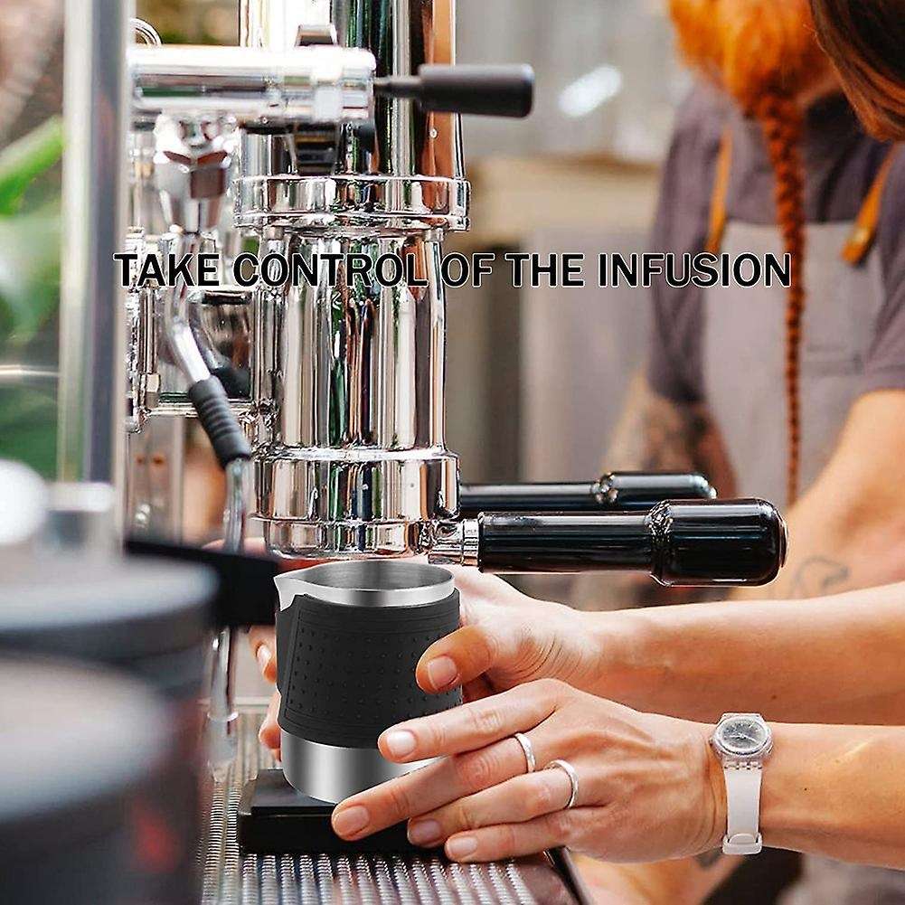 12 Oz. Stainless Steel Milk Foaming Pot Steamer Pot with Eagle Nozzle Heat Resistant Silicone Grip