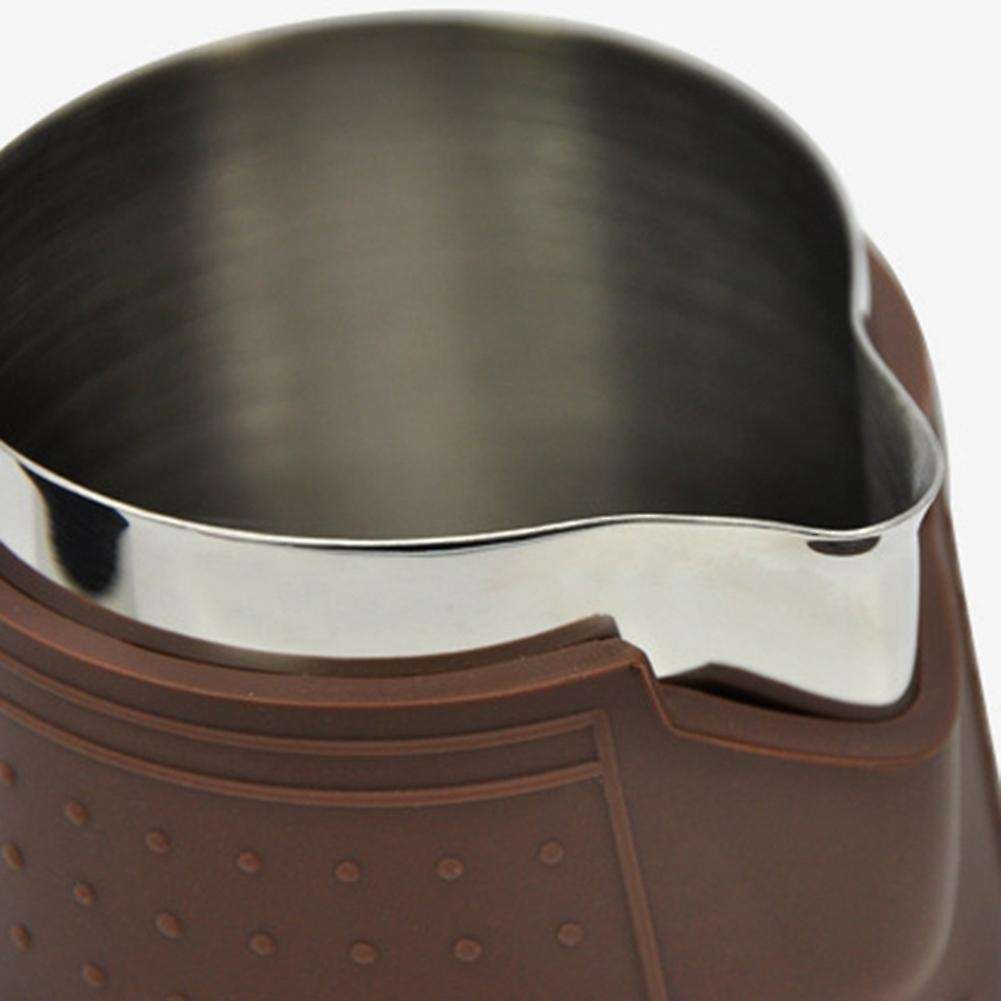 12 Oz. Stainless Steel Milk Foaming Pot Steamer Pot with Eagle Nozzle Heat Resistant Silicone Grip