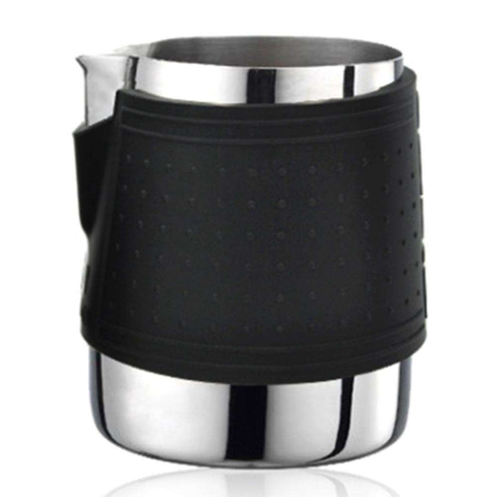 12 Oz. Stainless Steel Milk Foaming Pot Steamer Pot with Eagle Nozzle Heat Resistant Silicone Grip