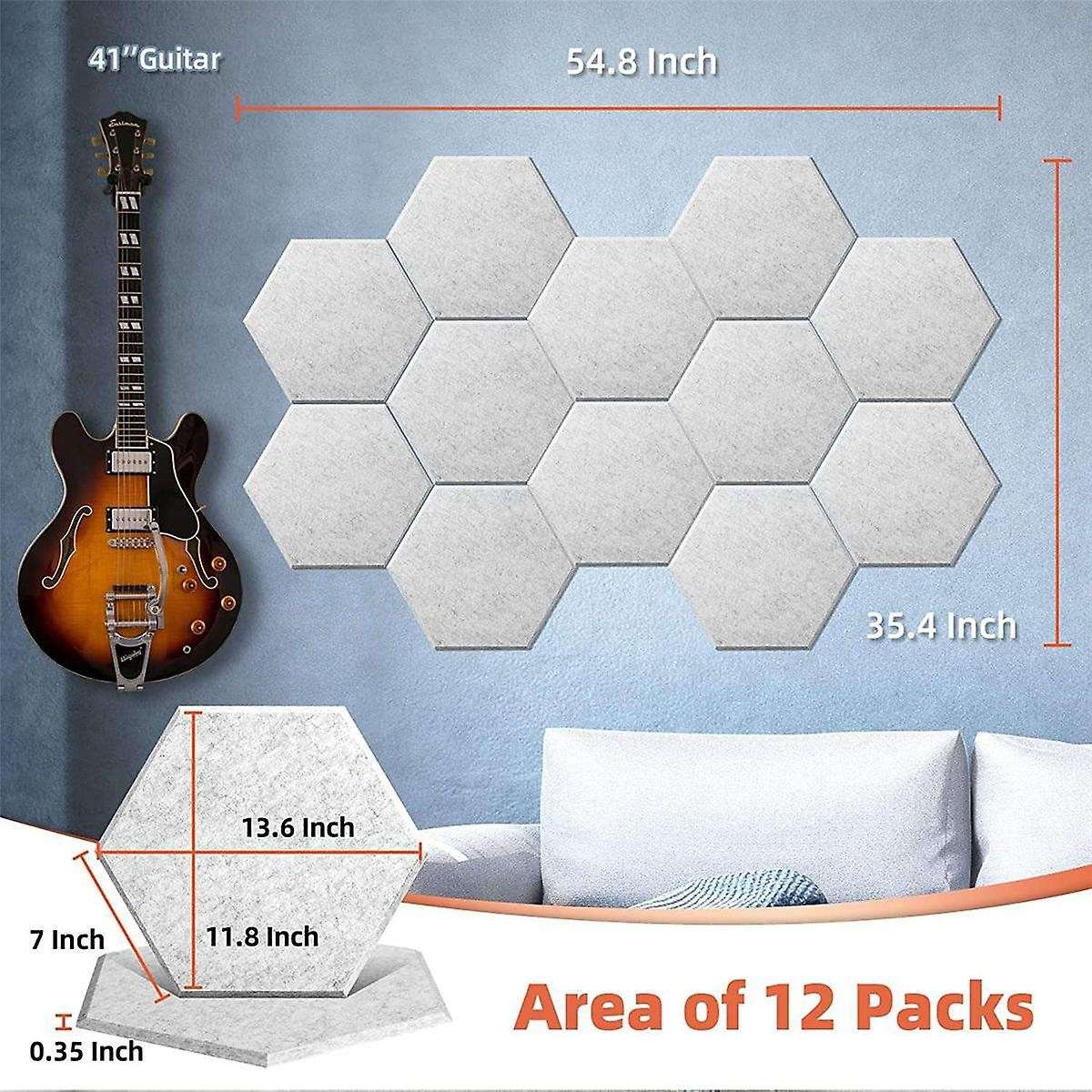 12 Pack Acoustic Panels,-adhesive Acoustic Panels,sound Proof Foam Panels,soundproof Wall Panels,wh