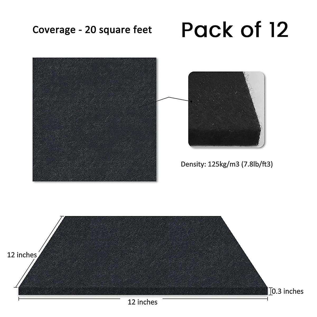 12 Pack Acoustic Panels ,12 X 12 X 0.3inch Wall and Ceiling Sound Absorbing Panels,for Home,recordi