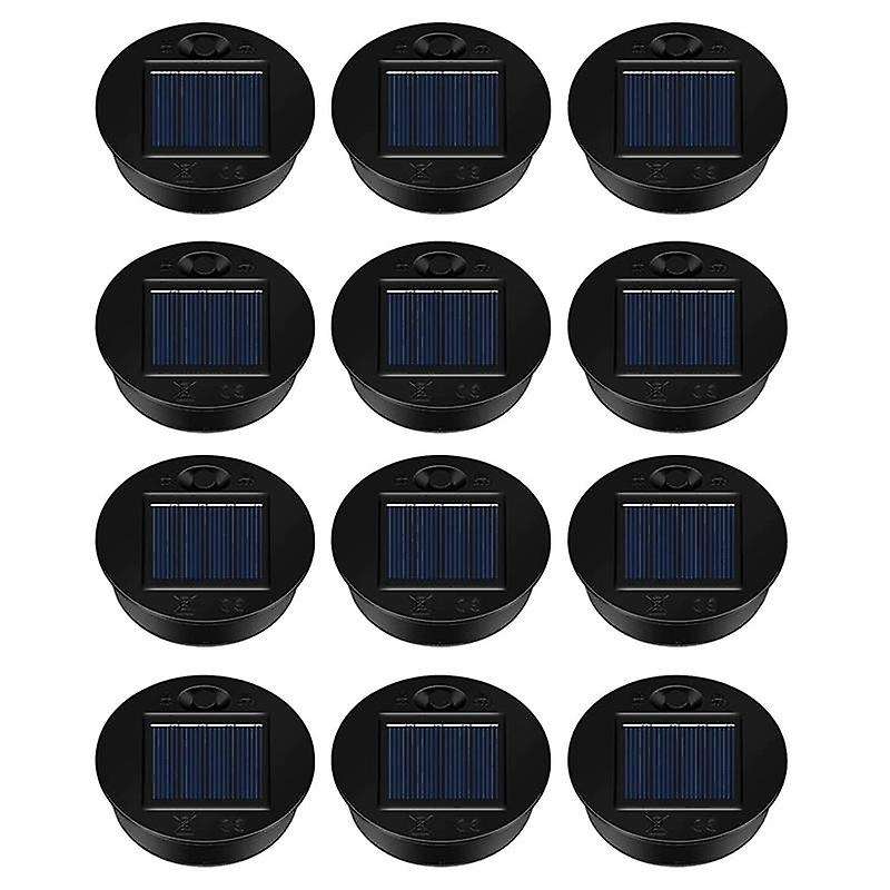 12 Pack Replacement Solar Light Parts Solar Light Replacement Tops Waterproof LED Solar Panel Lanter