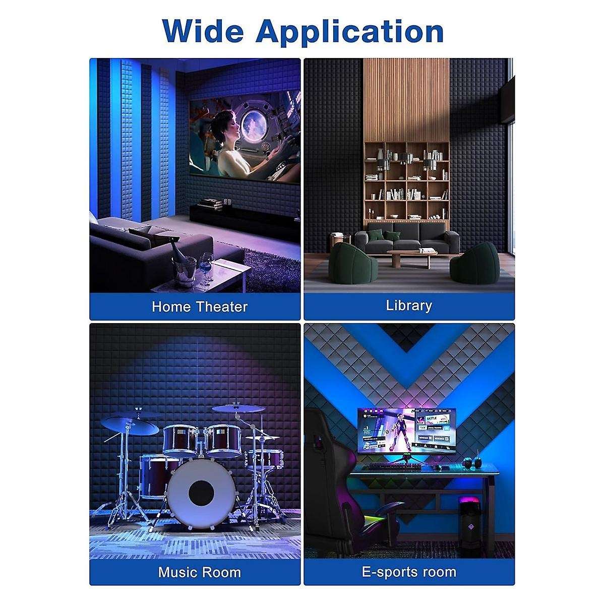 12 Pack Sound Proof Foam Panels with Self-adhesive, 12 X 12 X 2 Inches Acoustic Panels,soundproof Wa