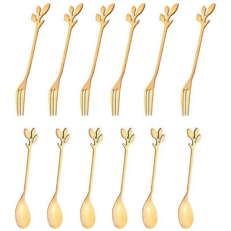 12 Packs of Stainless Steel Compatiblek and Spoon Set, Ice Cream Tea Coffee Spoon Tableware Kitchen