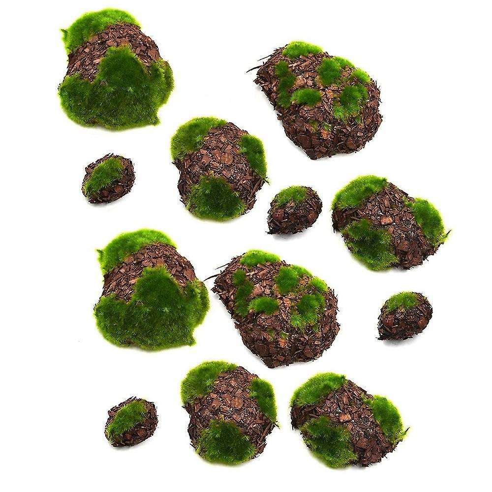 12 Pcs Artificial Moss Rocks Decorative,artificial Rock, Moss Decor for Garden Decor Diy Floral Arr