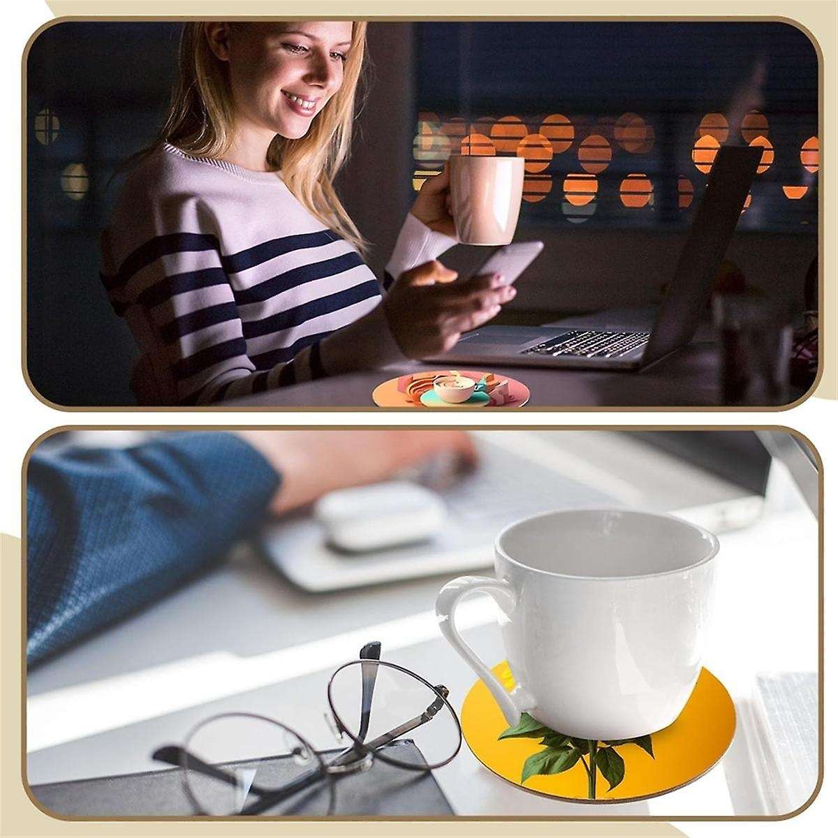 12 Pcs Sublimation Coasters 4 X 4 Inch Hardboard Coaster Cork and MDF Blank Coasters Sublimation Car