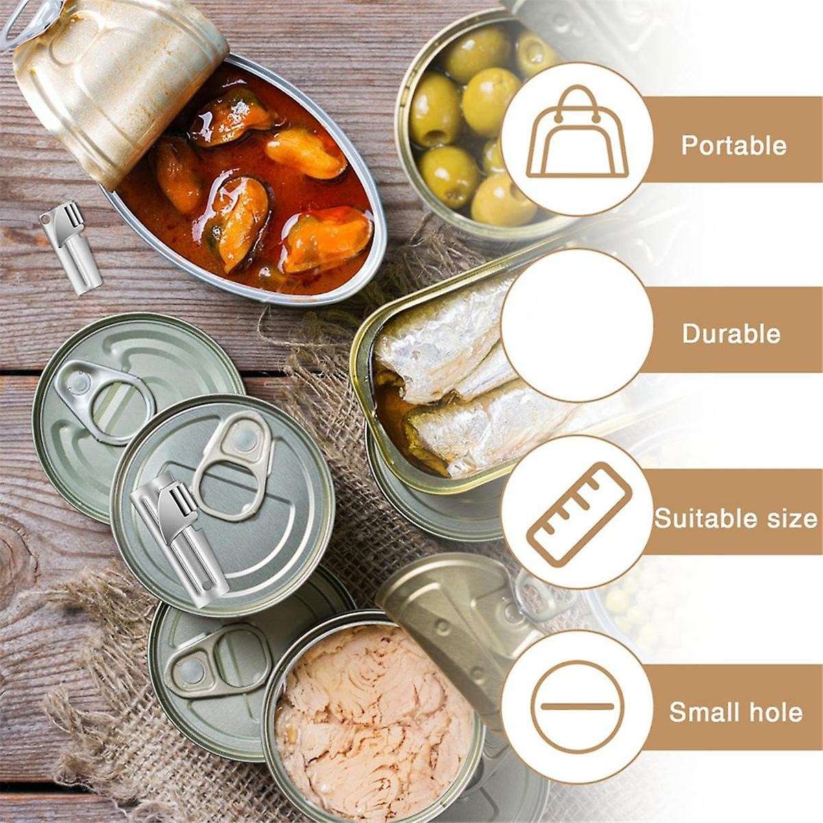 12 Pieces Can Openers, Camping Can Openers with Key Rings, P-38, P-51 and P-57 Stainless Steel, Port