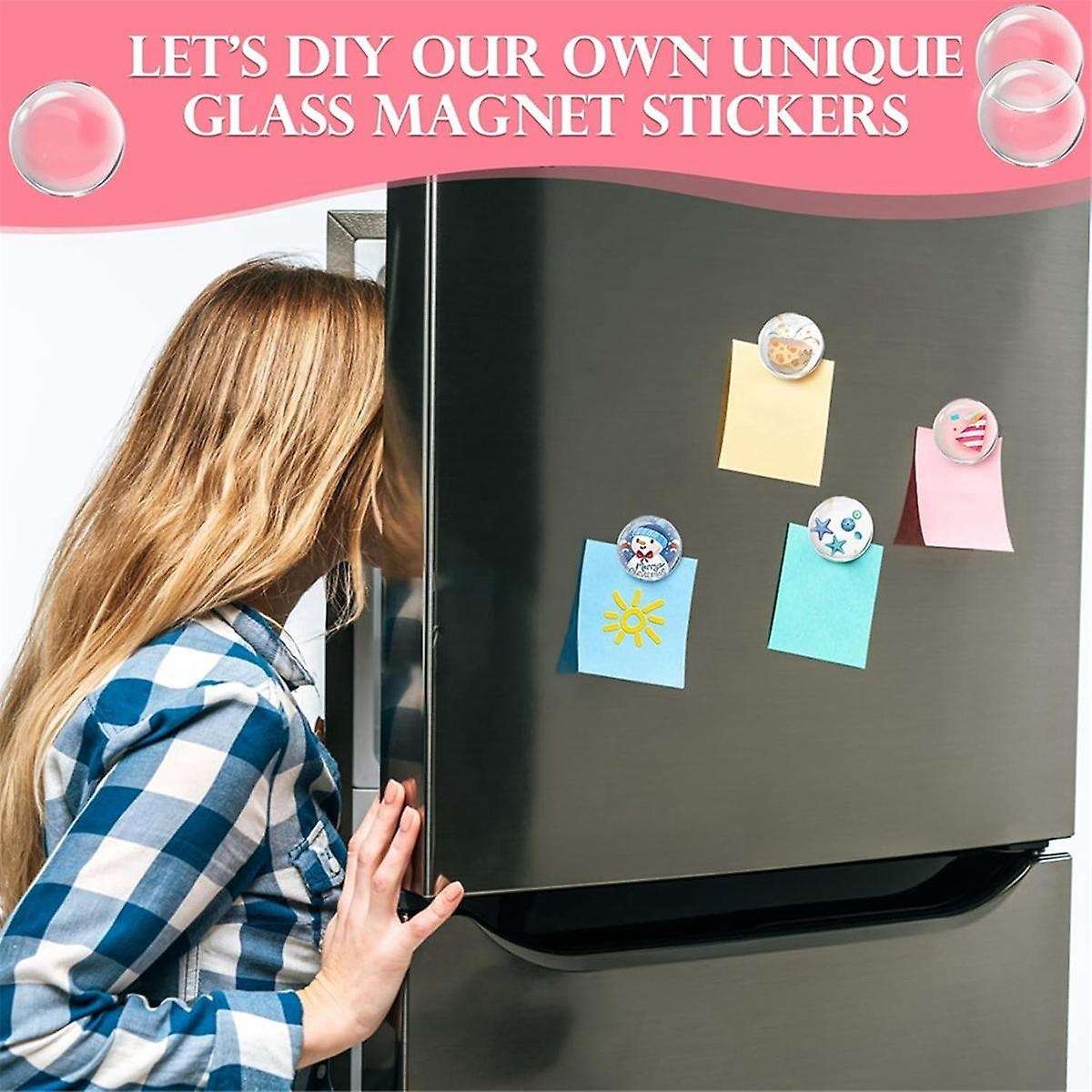 124Pcs Craft Magnets Glass W Adhesive Backing and Transparent Clear DIY Craft Sticker