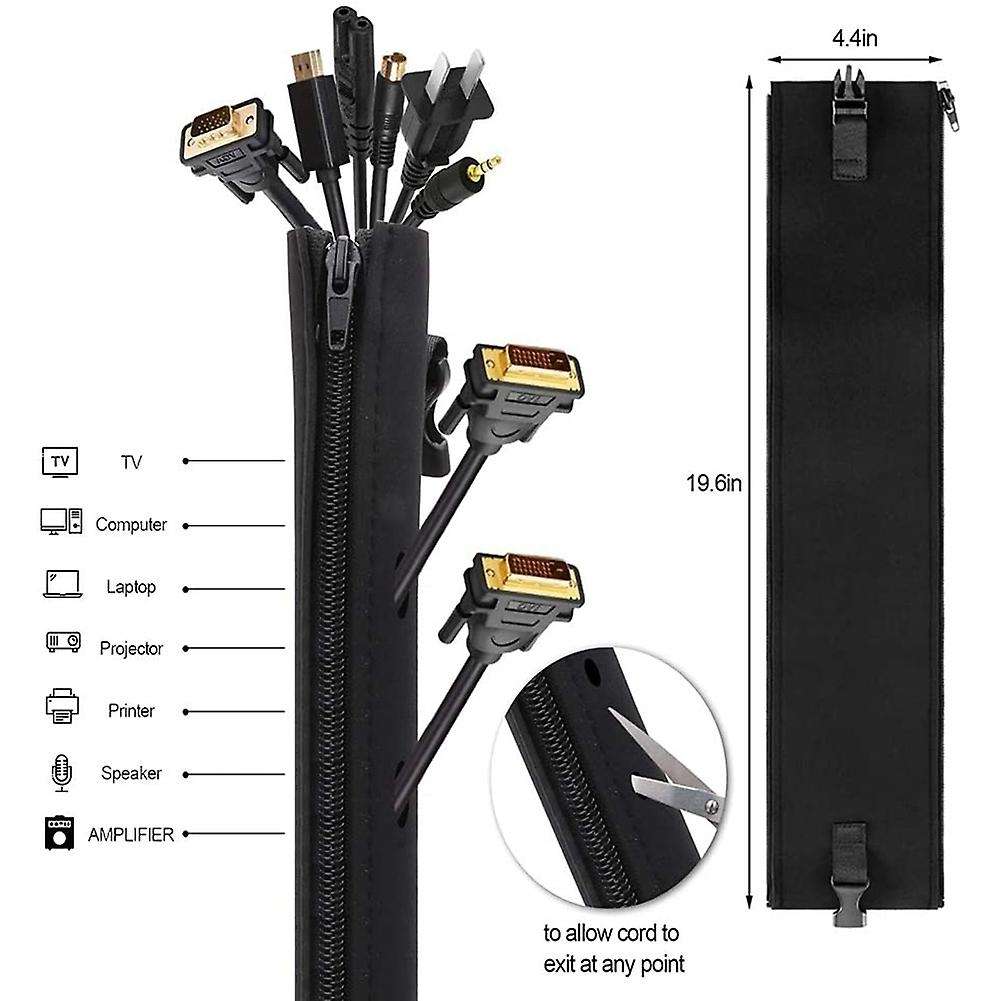 126pcs Cable Management Organizer Kit, 4 Cable Sleeve 10 Reusable Cable Ties Cord Organizer for Off