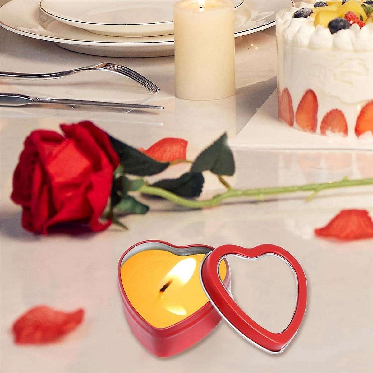 12Pack Heart Shaped Metal Tins with Lid Valentine's Day Candle Tins for Making Candles 2Oz Candle Ti