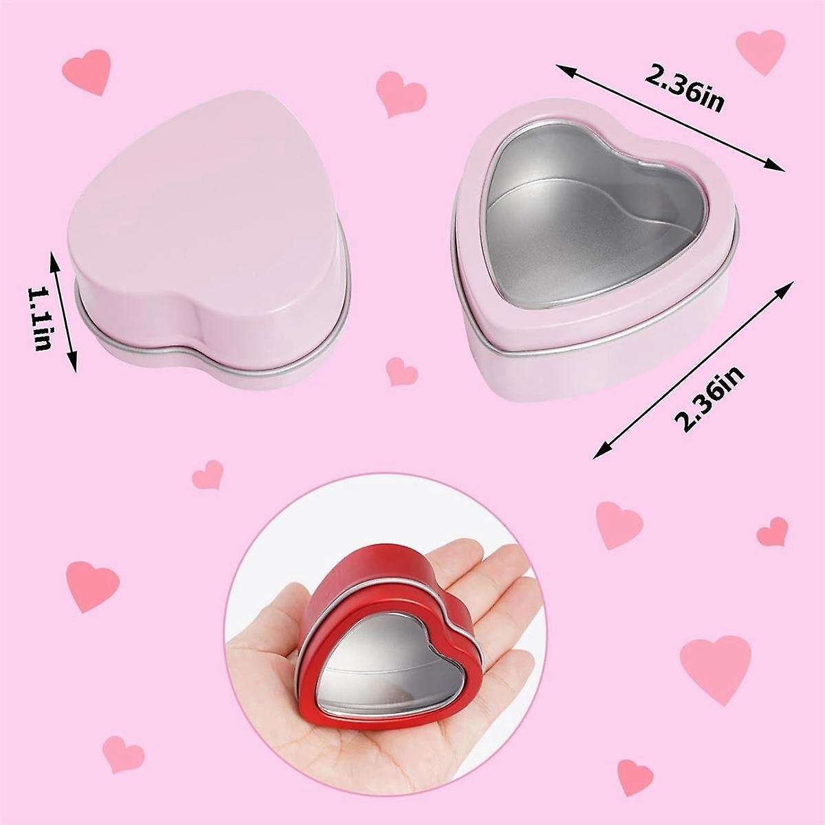 12Pack Heart Shaped Metal Tins with Lid Valentine's Day Candle Tins for Making Candles 2Oz Candle Ti