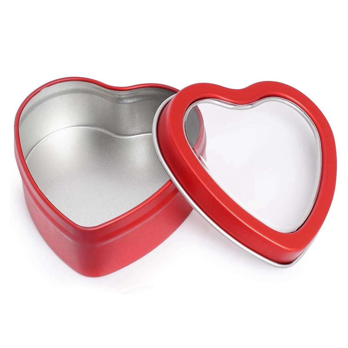 12Pack Heart Shaped Metal Tins with Lid Valentine's Day Candle Tins for Making Candles 2Oz Candle Ti