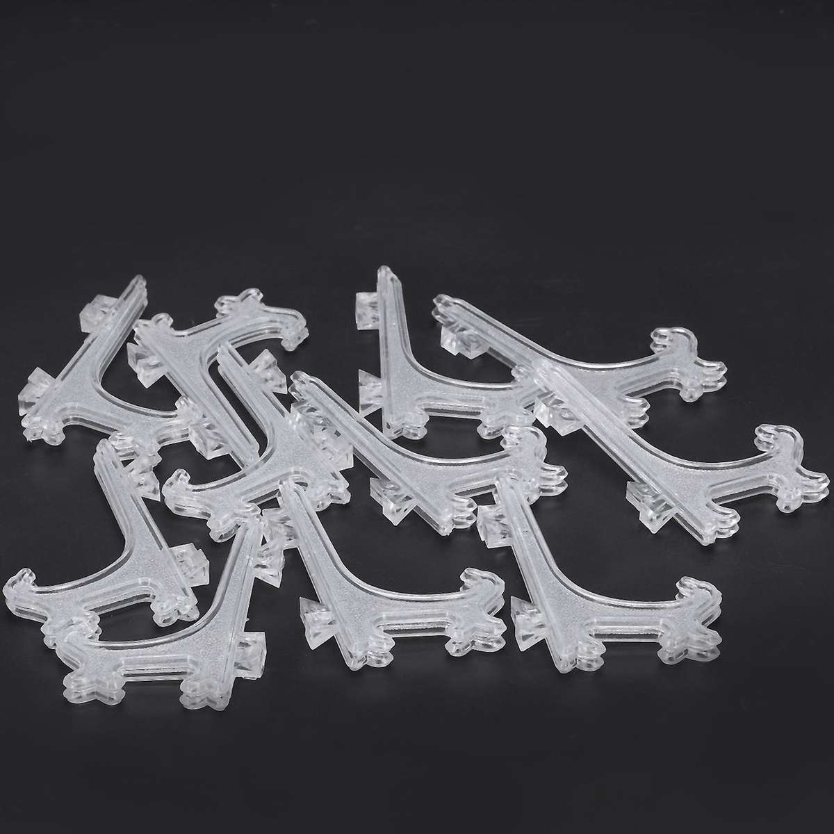12pcs 3 Inch Plastic Easels Or Plate Holders Display Dinner Plate (transparent)
