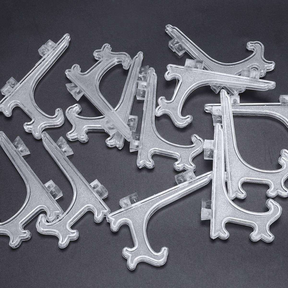 12pcs 3 Inch Plastic Easels Or Plate Holders Display Dinner Plate (transparent)