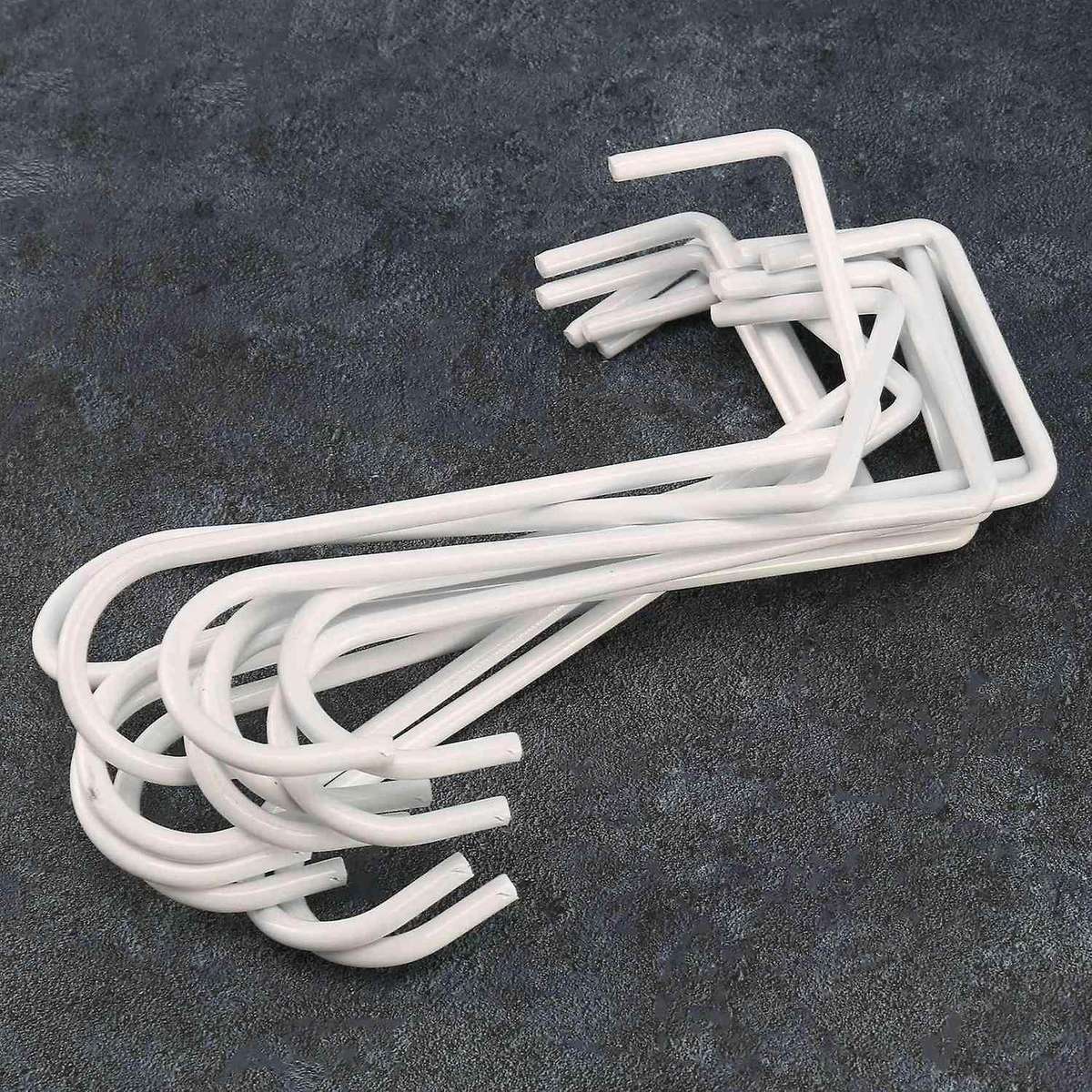 12pcs Metal Fence Hooks, 2x6 Inches Patio Hooks, White Powder Coated Steel Fence Hooks Hangers For