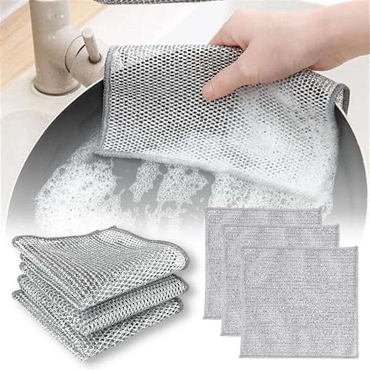 12PCS Non-Scratch Wire Dishcloth Multipurpose Wire Dishwashing Rags for Wet and Dry Wire Cleaning Cl