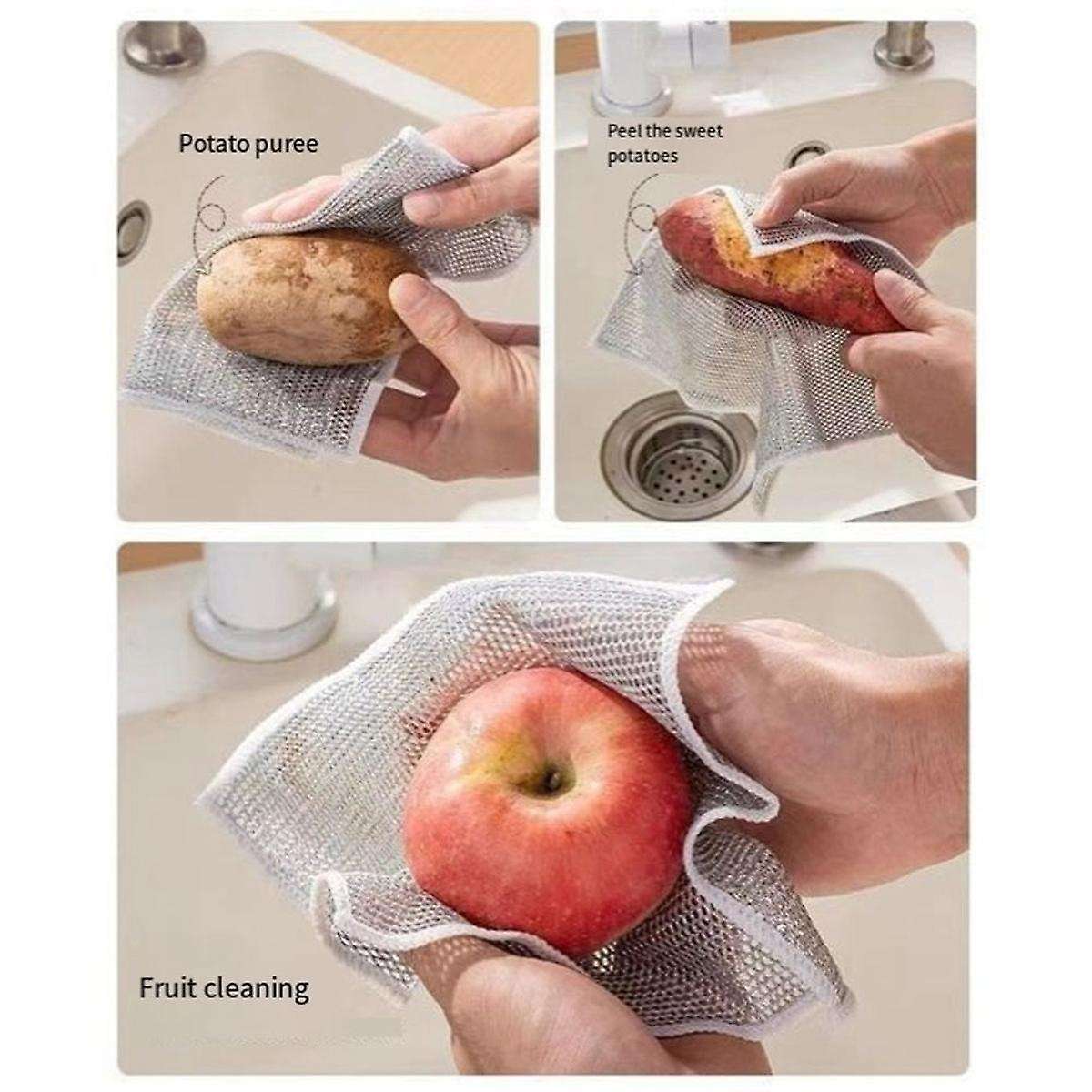 12PCS Non-Scratch Wire Dishcloth Multipurpose Wire Dishwashing Rags for Wet and Dry Wire Cleaning Cl