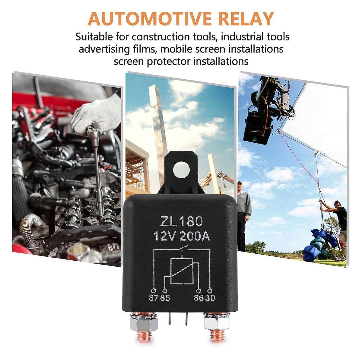 12V 200A Relay Car Truck Engine Automobile Boat Car Starter Heavy Duty Split Charging ZL180 with 2