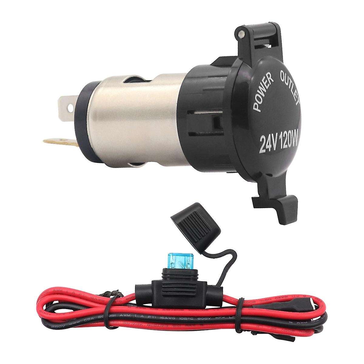 12V 24V 120W Socket Waterproof for Motorcycle Boat Car Socket Plug with 60CM Fuse & Wire
