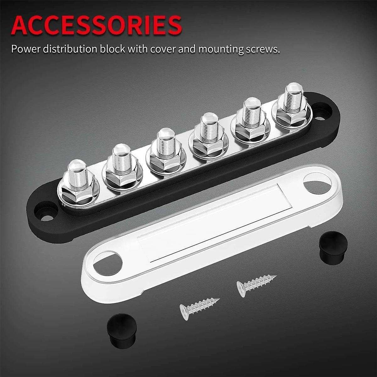 12v Bus Bar 6x5/16inch (m8) Terminal Studs 12 Volt Power Distribution Block with Cover Battery Bus B