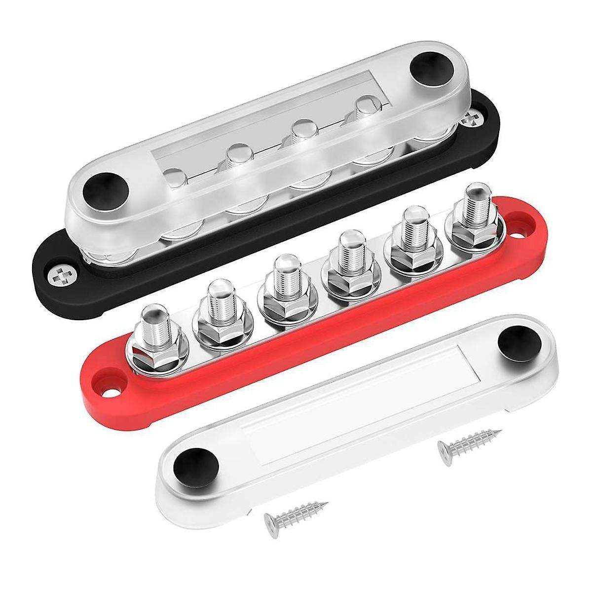 12v Bus Bar 6x5/16inch (m8) Terminal Studs 12 Volt Power Distribution Block with Cover Battery Bus B