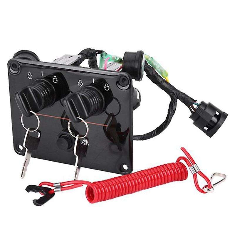 12V Dual Engine Key Switch Panel Main Switch Control Assembly for Outboard Engines 6K1-82570-13-00