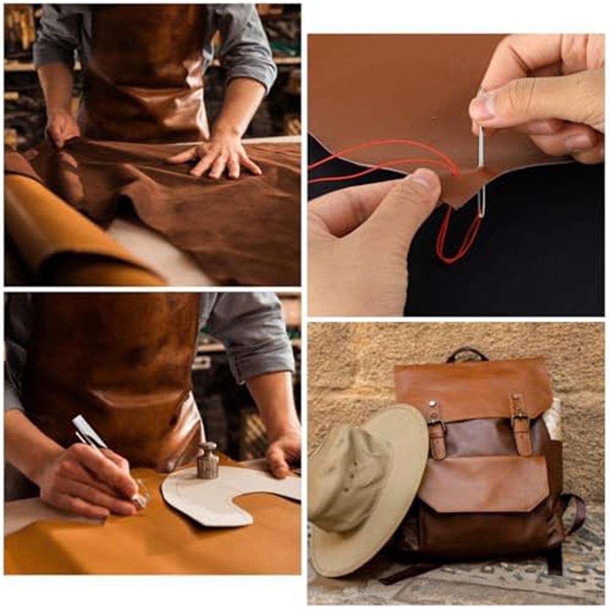 14pcs Leather Working Tools with 4mm 1/2/4/6 Prongleather Punch and Eye Stitching Needle for Beginn