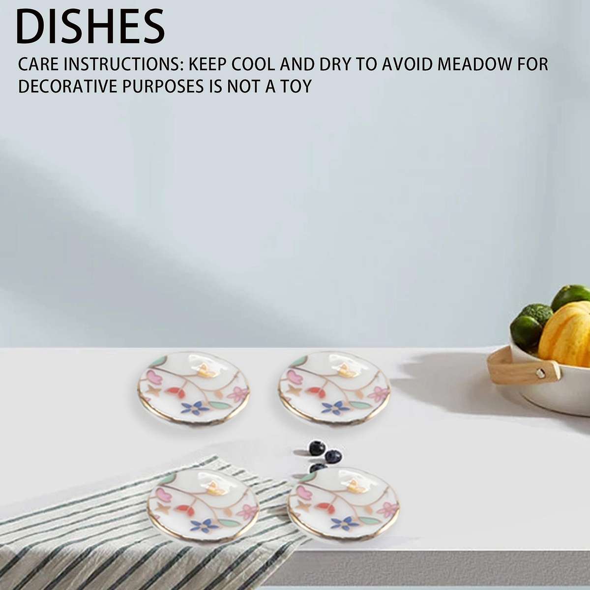 15 Piece Miniature Dinnerware Porcelain Tea Set Tableware Cup Plate Colorful Floral Print