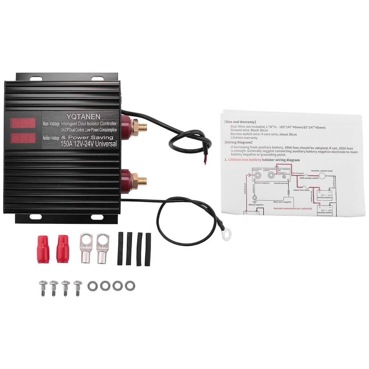150 Amp Battery Smart Isolator Universal 12V/24V Voltage Sensitive Relay for ATV, UTV, RV, Truck