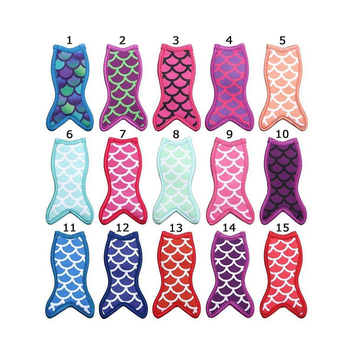 15-pack Colorful Fishtail Insulated Popsicle Holders Insulated Ice Cream Stick Holders