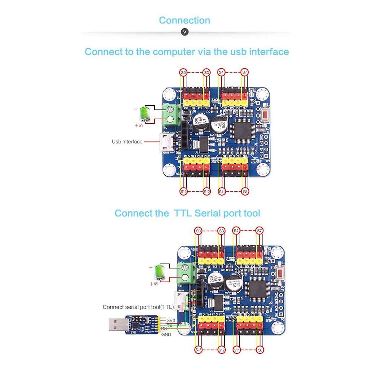 16 Channel PWM Servo Motor Driver Controller Board Module PCB Steering Gear for SG90 DIY Servo Shiel