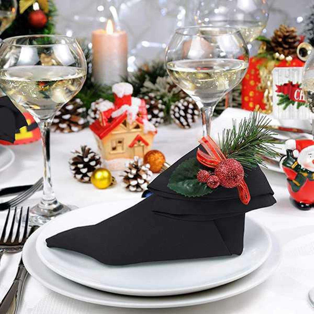 16 Pcs Satin Napkins, Shiny Silk Tablecloths, Soft and Smooth Fabric Doily,for Wedding Banquet ,bla