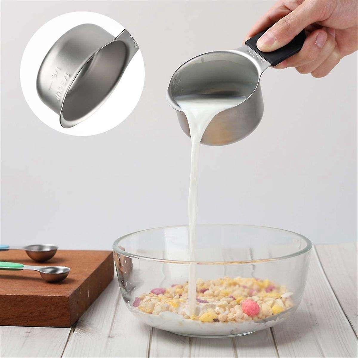 16Pc Magnetic Stainless Steel Measuring Cups & Spoons Set, 7 Heavy Duty Cups,8 Double Sided Spoons