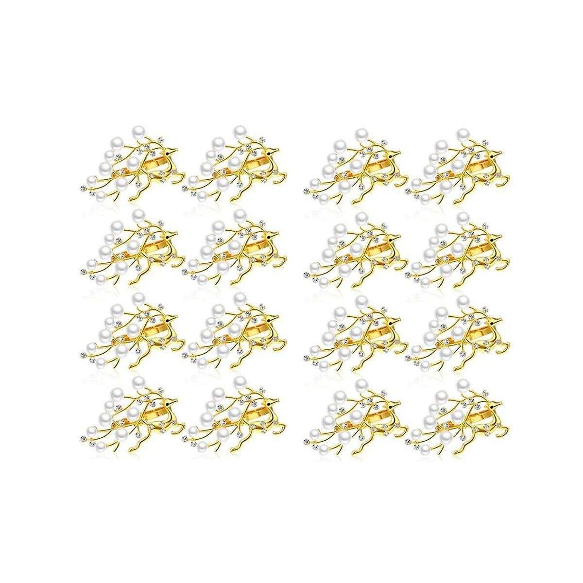 16pcs Napkin Rings Diamond Deer Napkin Ring Crystal Xmas Rhinestone Cloud Napkin for Xmas, Wedding