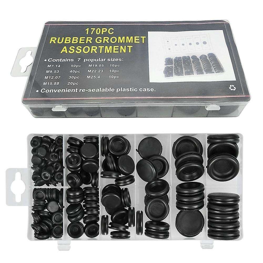 170Pcs Rubber Grommet Kit Firewall Hole Plug Set Electrical Wire Gasket Kit for Valve Water Pipe Too