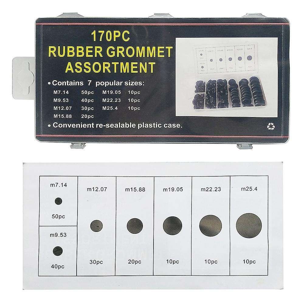 170Pcs Rubber Grommet Kit Firewall Hole Plug Set Electrical Wire Gasket Kit for Valve Water Pipe Too